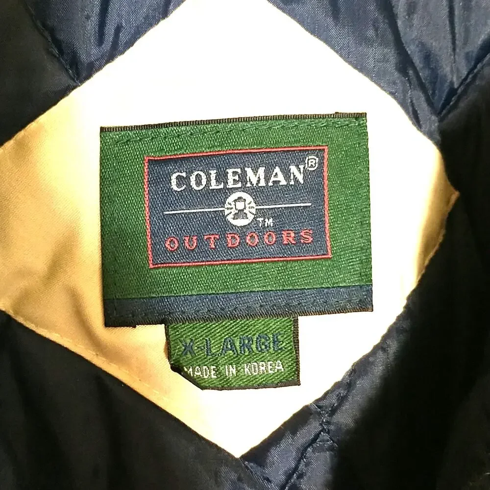Coleman Outdoors Jacket Men's Sz XL Tan Navy Insulated Utility Full Zip Pockets